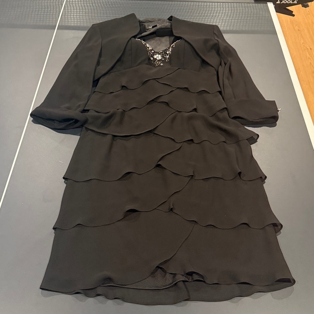 S.L. Fashions Black Satin Dress